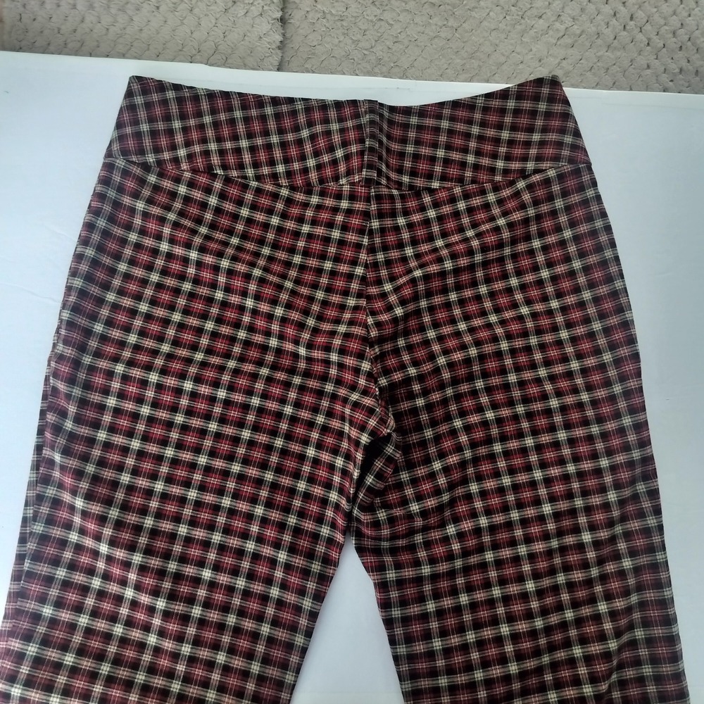 Celine by Champion Red Plaid Trousers Straight Leg Pants Size L Made in USA - Picture 5 of 8